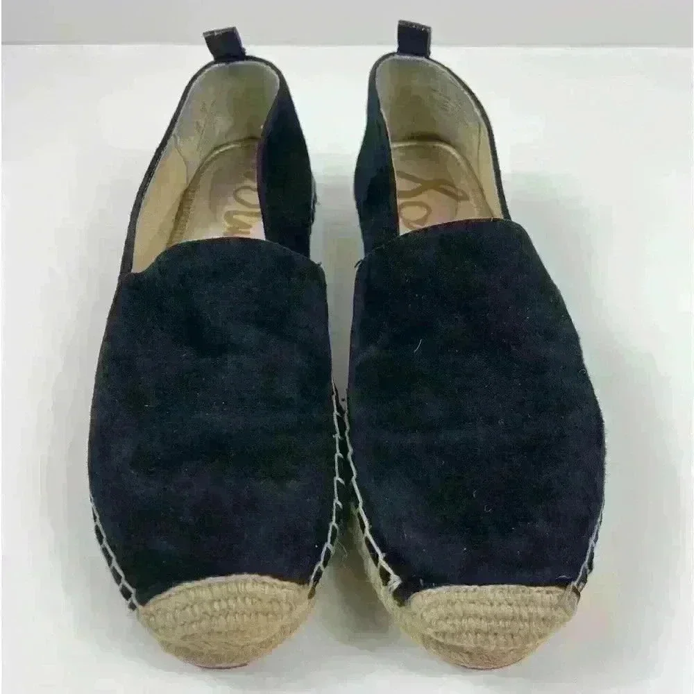 Sam Edelman Womens Carrin Platform Espadrille Slip-On Black Suede 8 Sandal Shoe - Picture 3 of 15